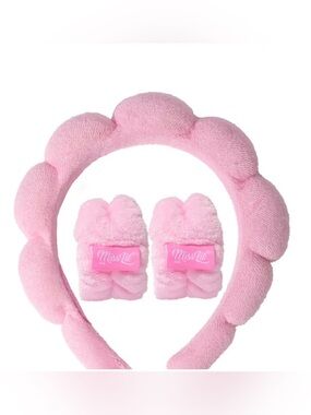 Plush Headband & Wristbands Face Wash Set